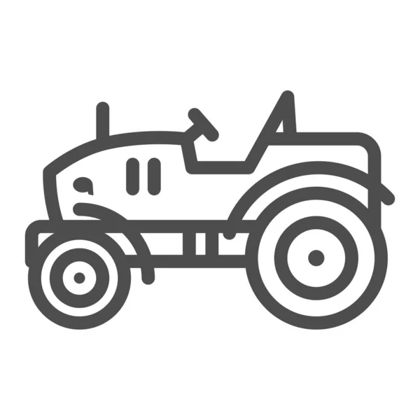 Mini tractor line icon, Garden and gardening concept, farm cultivator sign on white background, silhouette of small compact tractor icon in outline style for mobile and web. Vector graphics. — Stock Vector