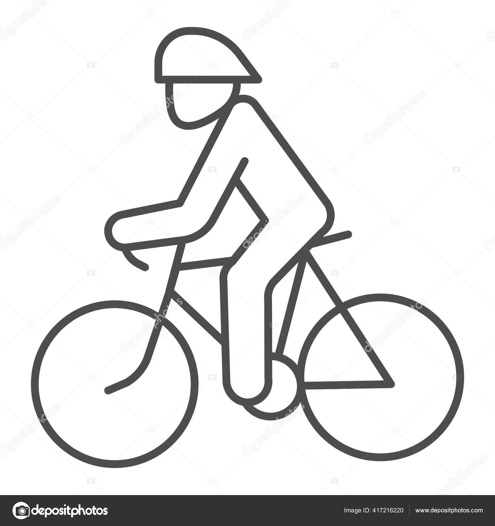 Icono de la línea delgada ciclista, concepto de deportes de verano