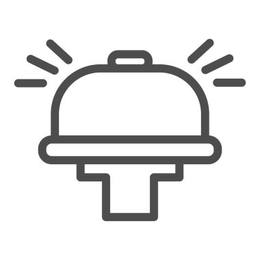 Bisiklet çan çizgisi ikonu, yaz sporları konsepti, beyaz arka planda bisiklet alarmı işareti, mobil konsept ve web tasarımı için ana hatlı bisiklet yüzüğü ikonu. Vektör grafikleri.