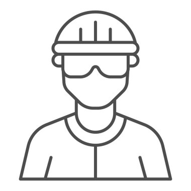 Bisikletçi ince çizgi ikonu, Yaz sporları konsepti, beyaz arka planda bisiklet sürücüsü, mobil konsept ve web tasarımı için ana hatlı bisiklet ikonu. Vektör grafikleri.