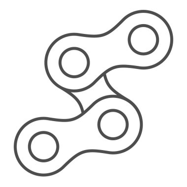 Bisiklet zinciri, ince çizgi simgesi, bisiklet konsepti, beyaz arka planda zincir işareti, mobil konsept ve web tasarımı için ana hatlı bisiklet zinciri simgesi. Vektör grafikleri.