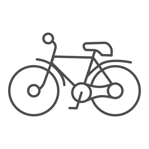 Icône de ligne mince de vélo, concept de transport, panneau de silhouette de vélo de montagne sur fond blanc, icône de vélo dans le style de contour pour concept mobile et conception web. Graphiques vectoriels. — Image vectorielle