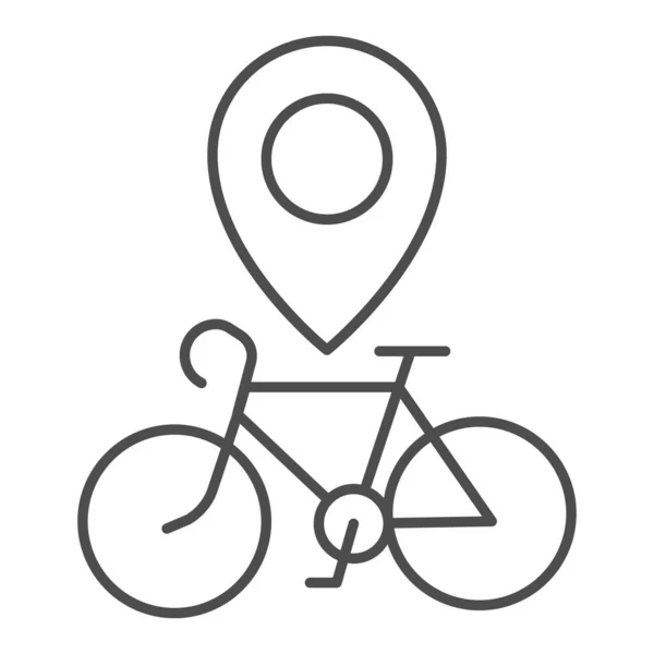 Місце розташування велосипеда значок тонкої лінії, концепція велосипеда, покажчик карти з велосипедним знаком на білому тлі, піктограма місцезнаходження велосипеда в контурному стилі для мобільної концепції та веб-дизайну. Векторна графіка . — стоковий вектор