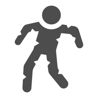 Yürüyen zombi katı ikonu, Cadılar Bayramı konsepti, beyaz arka planda mumya sembolü, mobil konsept ve web tasarımı için zombi sembolü. Vektör grafikleri.