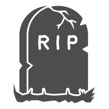 Mezar taşı simgesi, Cadılar Bayramı konsepti, beyaz arka planda mezar taşı tabelası, mobil konsept ve web tasarımı için RIP metin ikonu olan mezar taşı. Vektör grafikleri.