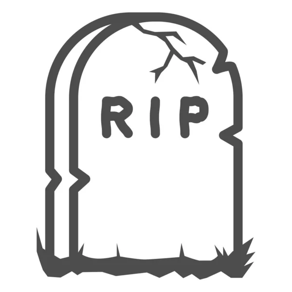 Icône de ligne de pierre tombale, concept d'Halloween, signe de pierre tombale sur fond blanc, pierre tombale avec icône de texte RIP dans le style de contour pour le concept mobile et la conception Web. Graphiques vectoriels. — Image vectorielle