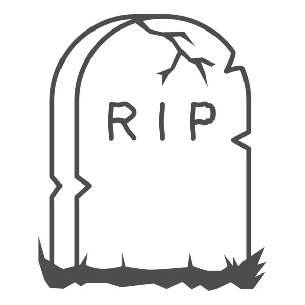 Icône de ligne mince de pierre tombale, concept d'Halloween, signe de pierre tombale sur fond blanc, pierre tombale avec icône de texte RIP dans le style de contour pour le concept mobile et la conception Web. Graphiques vectoriels. — Image vectorielle