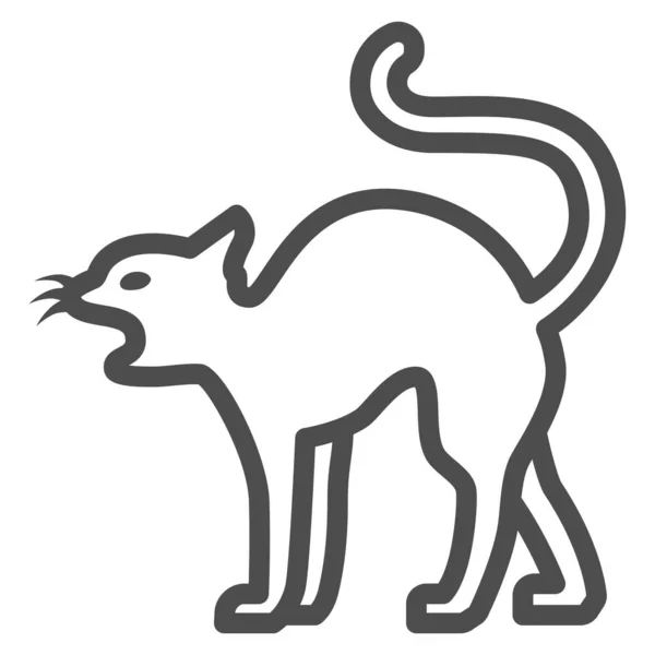 Icona linea gatto nero, concetto di Halloween, segno magico animale su sfondo bianco, icona silhouette gatto in stile contorno per il concetto di mobile e web design. Grafica vettoriale. — Vettoriale Stock