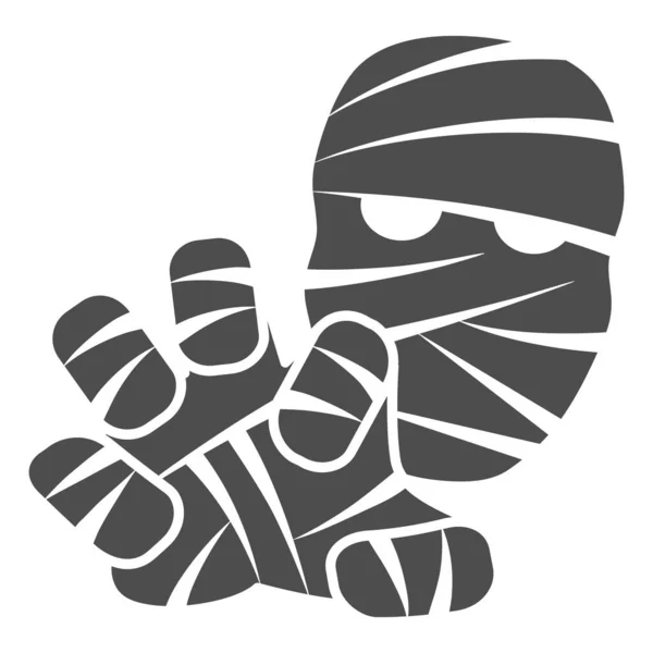 Зомбі голова і рука суцільна ікона, концепція Хеллоуїна, знак монстра голови і руки на білому тлі, зомбі в бандажній іконі в стилі гліфів для мобільного концепту та веб-дизайну. Векторна графіка . — стоковий вектор
