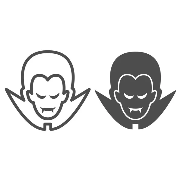 Dracula line and solid icon, Halloween concept, Vampire sign on white background, Dracula head icon in outline style for mobile concept and web design. Vector graphics. — Stock Vector