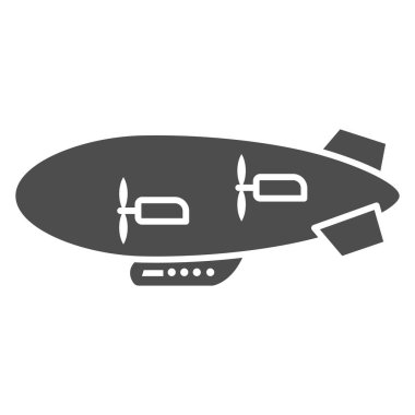 Hava gemisi katı ikonu, hava taşımacılığı ve uçuş konsepti, beyaz arka planda Aerostat işareti, mobil konsept ve web tasarımı için kabartma biçiminde kabartma simgesi. Vektör grafikleri.