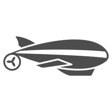 Hava gemisi katı ikonu, Balon festivali konsepti, beyaz arka planda Aerostat tabelası, mobil konsept ve web tasarımı için kabartma biçiminde kabartma simgesi. Vektör grafikleri.