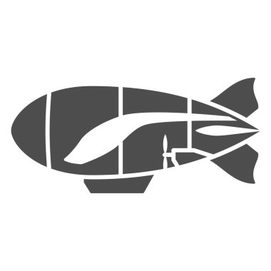 Zeplin katı ikonu, Balon festivali konsepti, beyaz zemin üzerinde balon işareti, mobil konsept ve web tasarımı için kabartma biçiminde kabartma simgesi. Vektör grafikleri.