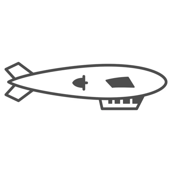 Icono de línea delgada de dirigible, concepto de festival de globos, signo de transporte aéreo sobre fondo blanco, icono dirigible en estilo de esquema para el concepto móvil y el diseño web. Gráficos vectoriales. — Vector de stock