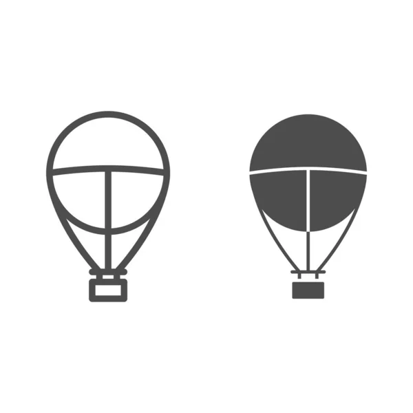 Hőlégballon vonal és szilárd ikon, ballon utazási koncepció, Aerostat jel fehér háttéren, Léghajó utazási szimbólum körvonalazott stílusban a mobil koncepció és a web design. Vektorgrafika. — Stock Vector