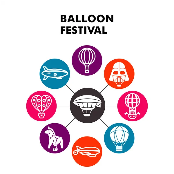 Festival de ballon moderne Modèle de conception infographique avec des icônes. Montgolfières à air chaud Visualisation infographique dans la conception de bulles sur fond blanc. Illustration vectorielle créative pour infographie. — Image vectorielle