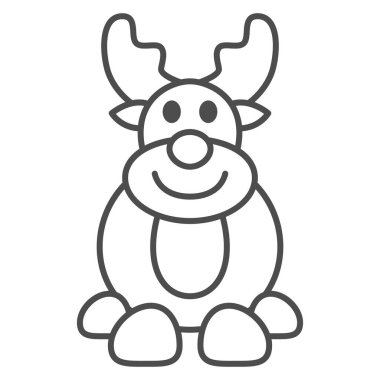 Çikolata Geyiği ince çizgi ikonu, Çikolata Festivali konsepti, beyaz arka planda kış tatili tabelası, mobil konsept ve web tasarımı için ana hatlı çikolata geyiği ikonu. Vektör grafikleri.