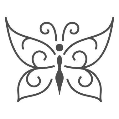 Çikolata kelebeği ince çizgi ikonu, çikolata festivali konsepti, beyaz arka planda şeker tabelası, mobil ve web tasarımı için ana hatlı çikolata ikonundan tatlı kelebek. Vektör grafikleri.