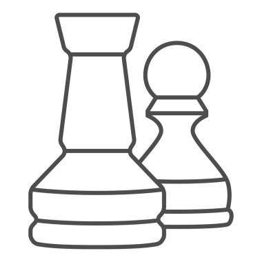 Çikolata satranç figürleri ince çizgi ikonu, Çikolata festivali konsepti, beyaz arka planda çikolata tabelasından satranç taşları, mobil ve web tasarımı için ana hatlı şeker ikonu. Vektör grafikleri.