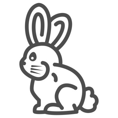 Çikolata tavşanı çizgisi ikonu, çikolata festivali konsepti, beyaz arka planda tatlı bayram çikolatalı tatlı tabelası, mobil ve web için tasarlanmış Paskalya Tavşanı ikonu. Vektör grafikleri.