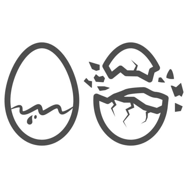 초콜릿 달걀 라인 아이콘 (Chocolate egg icon), 초콜릿 축제 컨셉 (Chocolate festival), 하얀 배경에 달콤 한 맛있는 달걀 껍질 사인 (sweet google sign), 부서진 초콜릿 달걀 아이콘 (broken and broken chocolate egg icon) 등이 모바일, 웹의 윤곽을 이루고 있다. 벡터 그래픽. — 스톡 벡터