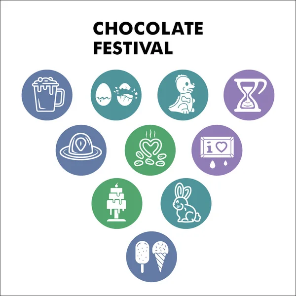 Festival du chocolat moderne Modèle de conception infographique avec des icônes. Cacao et chocolat Infographie visualisation dans la conception de bulles sur fond blanc. Illustration vectorielle créative pour infographie. — Image vectorielle