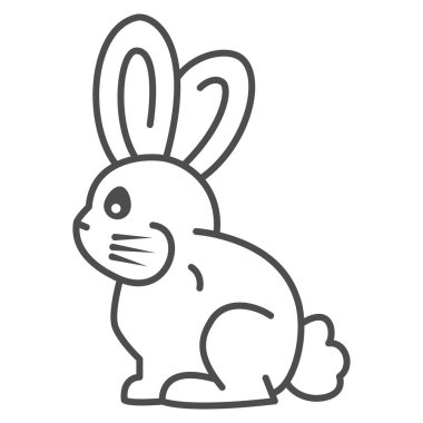 Çikolata tavşanı ince çizgi ikonu, çikolata festivali konsepti, beyaz arka planda tatlı bayram çikolatalı tatlı tabelası, mobil ve web için tasarlanmış Paskalya Tavşanı ikonu. Vektör grafikleri.