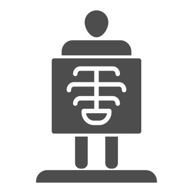X-ray katı ikonu, tıbbi testler konsepti, beyaz arka planda göğüs radyografisi işareti, mobil konsept ve web tasarımı için vücut radyografisi ikonu. Vektör grafikleri.