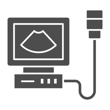 Ultrason makinesi katı ikonu, tıp konsepti, beyaz arka planda tıbbi teşhis makinesi işareti, mobil konsept için glyph stili ultrason tarayıcı ikonu, web tasarımı. Vektör grafikleri.