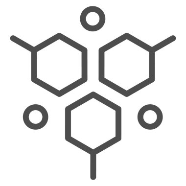 Moleküler yapı çizgisi ikonu, Tıbbi testler konsepti, beyaz arka planda DNA testi işareti, mobil konsept ve web tasarımı için ana hatlı molekül ikonu. Vektör grafikleri.