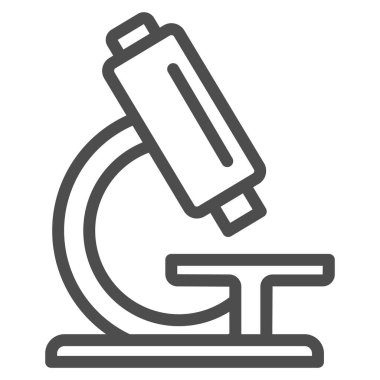 Mikroskop altında analiz, tıbbi test konsepti, beyaz arka planda laboratuvar ekipmanı işareti, mobil konsept için mikroskop simgesi, web tasarımı. Vektör grafikleri.