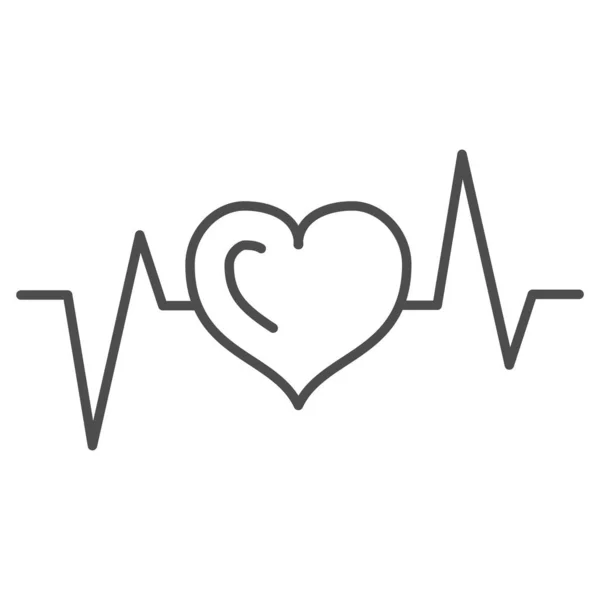 Elektrokardiogram tunn linje ikon, Medicinska tester koncept, Heart beat tecken på vit bakgrund, Heartbeat ecg ikon i kontur stil för mobila koncept och webbdesign. Vektorgrafik. — Stock vektor