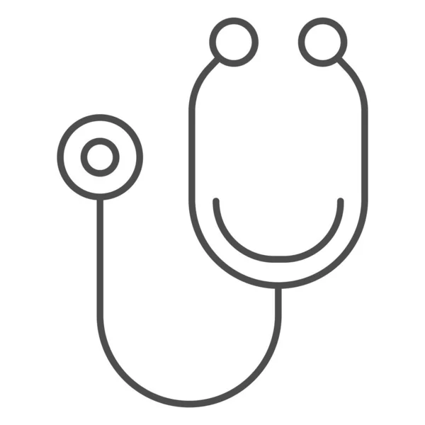 Ícone da linha fina do estetoscópio, conceito dos testes médicos, sinal médico do instrumento no fundo branco, ícone do estetoscópio no estilo do esboço para o conceito móvel e o Web design. Gráficos vetoriais. — Vetor de Stock