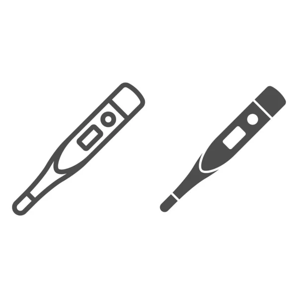 Medical thermometer line and solid icon, healthcare concept, Medical equipment sign on white background, thermometer icon in outline style for mobile concept and web design. Vector graphics. — Stock Vector