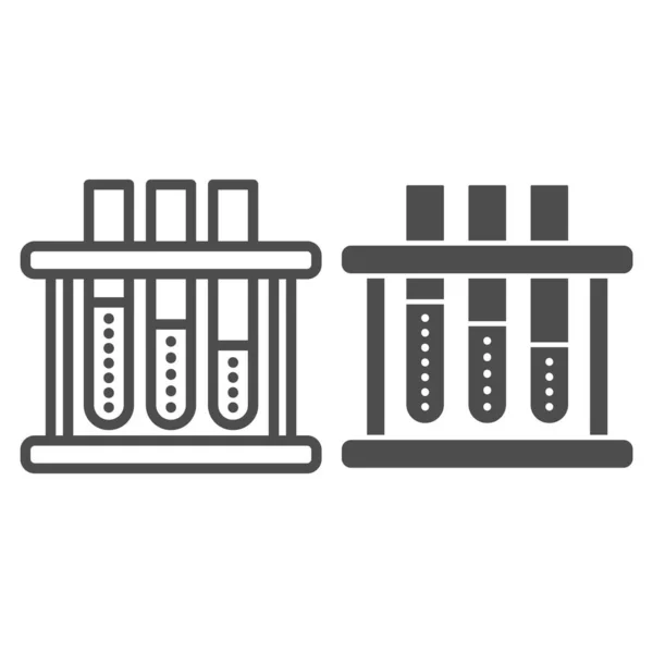 Monsterbuizen lijn en solide pictogram, Medische tests concept, laboratorium apparatuur teken op witte achtergrond, Set van een laboratorium buizen pictogram in grote lijnen stijl voor mobiele concept, web design. vectorgrafieken. — Stockvector