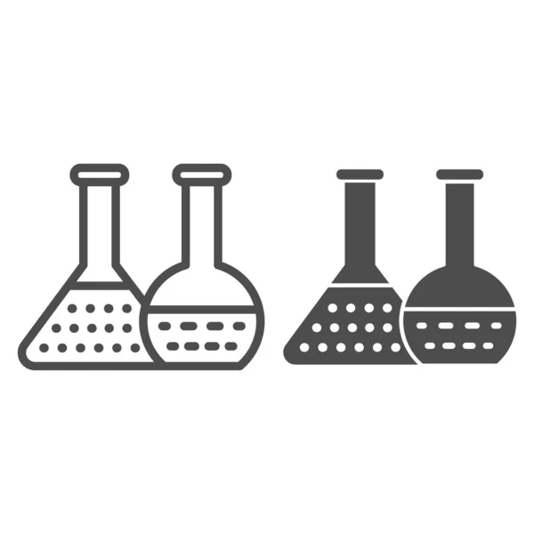 Fläschchen mit Analysen Linie und solide Symbol, medizinische Tests Konzept, Laborglas Zeichen auf weißem Hintergrund, Reagenzgläser Symbol in Umriss Stil für mobiles Konzept und Web-Design. Vektorgrafik. — Stockvektor