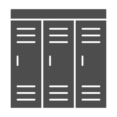 Spor kıyafetleri katı ikon, spor salonu konsepti, dolaplar beyaz arka planda, spor soyunma odası ikonu mobil konsept ve web tasarımı için. Vektör grafikleri.