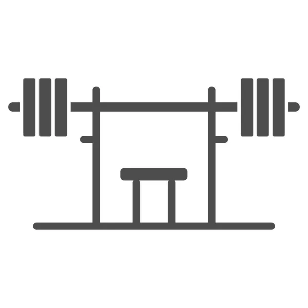 Rack cu o pictogramă solidă barbell, conceptul de sală de gimnastică, barou pe un fundal alb, pictograma standului Dumbbell în stil glif pentru conceptul mobil și designul web. Grafica vectoriala . — Vector de stoc
