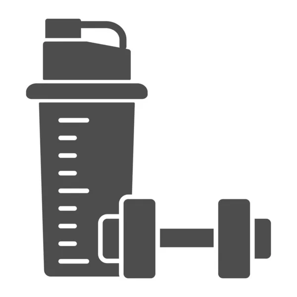 Protein Shake und Hantel solides Symbol, Gym-Konzept, Protein Shaker Zeichen auf weißem Hintergrund, Sport Shaker Flasche mit Hantel Symbol im Glyph-Stil für mobile, Web-Design. Vektorgrafik. — Stockvektor