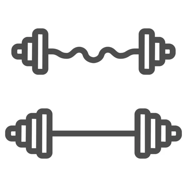 Dumbbell and barbell line icon, Gym concept, Gym equipment sign on white background, set of weights icon in outline style for mobile concept and web design. Vector graphics. — Stock Vector