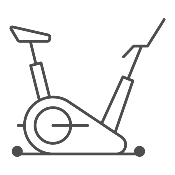 Тонкая линия иконки велосипеда упражнения, концепция тренажерного зала, стационарный знак велосипеда на белом фоне, иконка велоспорта Фитнес в стиле наброска для мобильной концепции и веб-дизайна. Векторная графика. — стоковый вектор