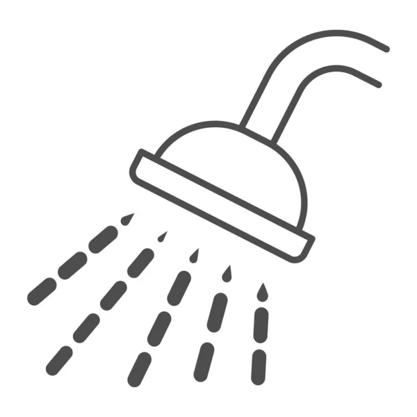 Shower thin line icon, Gym concept, Douche with water drops sign on white background, shower spray icon in outline style for mobile concept and web design. Vector graphics. — Image vectorielle