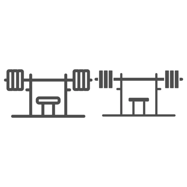 Rack with a barbell line and solid icon, Gym concept, barbell on rack sign on white background, Dumbbell stand icon in outline style for mobile concept and web design. Vector graphics. — Stock Vector