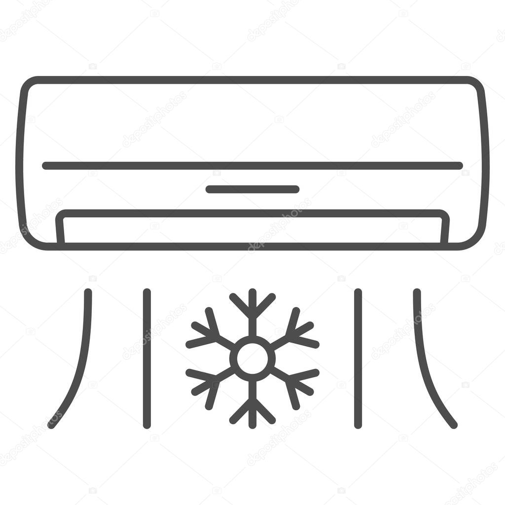 Air conditioner thin line icon, Gym concept, Air cooling with snowflake sign on white background, air conditioning icon in outline style for mobile concept and web design. Vector graphics.
