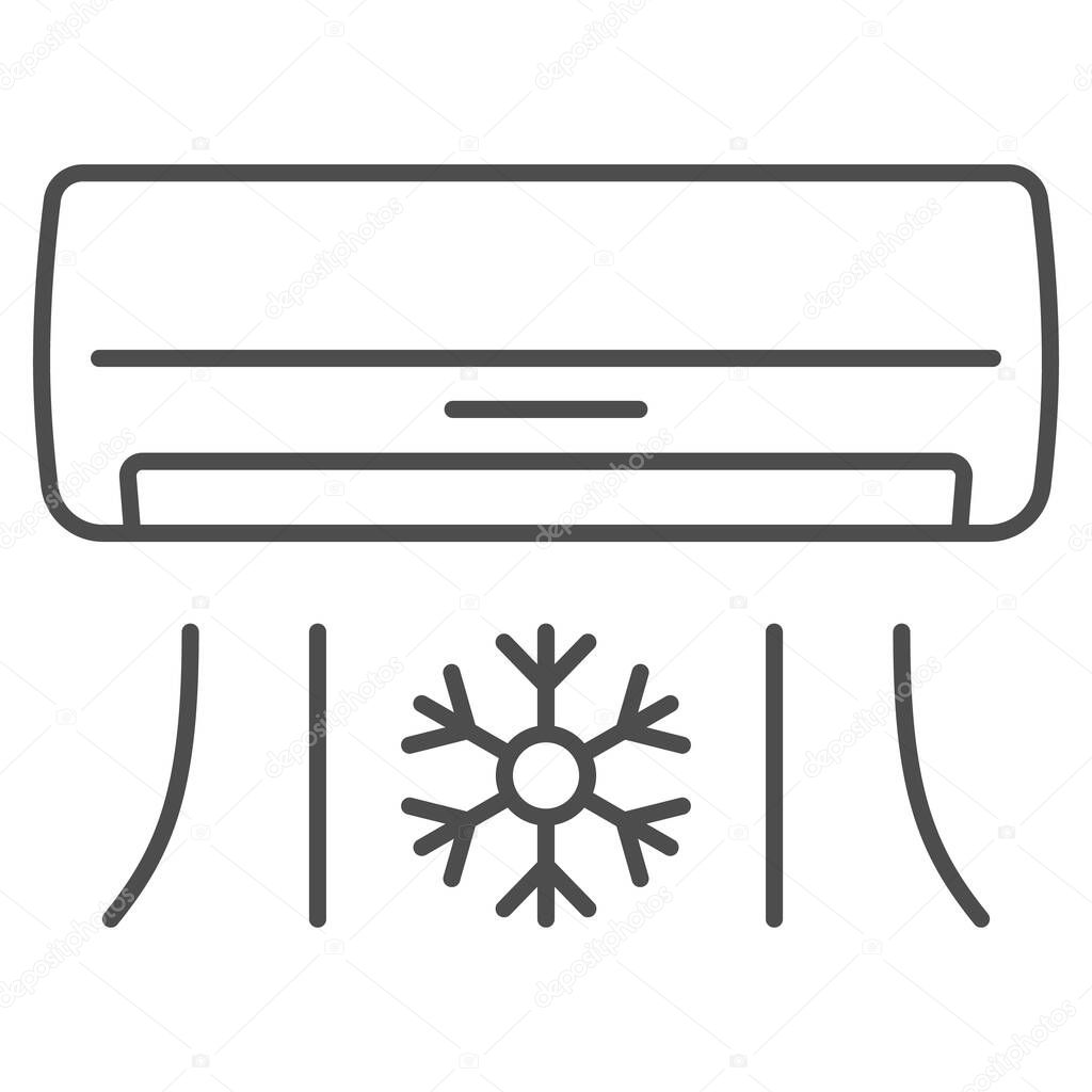 Air conditioner thin line icon, Gym concept, Air cooling with snowflake sign on white background, air conditioning icon in outline style for mobile concept and web design. Vector graphics