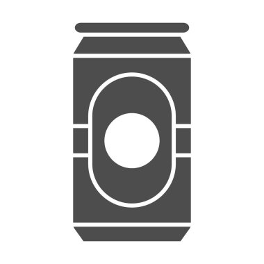 Katı bira kutusu ikonu, Oktoberfest konsepti, içecek beyaz arka planda imzalanabilir, mobil konsept ve web tasarımı için glyph tarzı alüminyum bira kutusu ikonu. Vektör grafikleri.