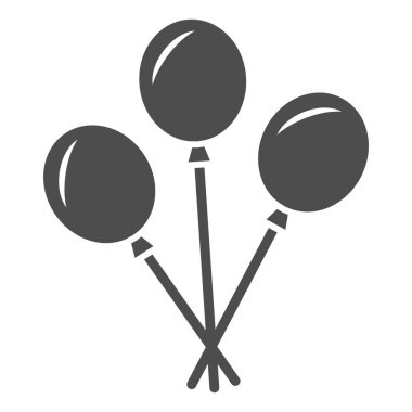 Parti balonları katı ikon, Oktoberfest konsepti, beyaz zemin üzerinde balon işareti, mobil konsept ve web tasarımı için glyph stili halat ikonu olan doğum günü hava balonları. Vektör grafikleri.