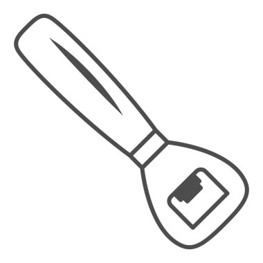 Bira Açıcı İnce çizgi simgesi, Oktoberfest konsepti, beyaz arka planda içecek şişesi açıcı tabelası, mobil konsept ve web tasarımı için ana hatlı açılış simgesi. Vektör grafikleri.