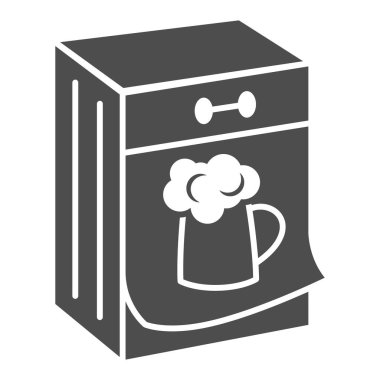 Bira kupalı takvim katı ikon, Oktoberfest konsepti, beyaz arka planda alkol takvimi tabelası, mobil konsept ve web tasarımı için bira günü ikonu. Vektör grafikleri.