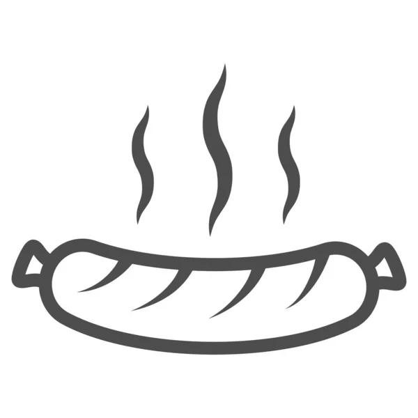 Icône de ligne de saucisse grillée chaude, concept Oktoberfest, panneau alimentaire traditionnel du festival Oktoberfest sur fond blanc, icône de saucisse dans le style de contour pour la conception mobile et web. Graphiques vectoriels. — Image vectorielle